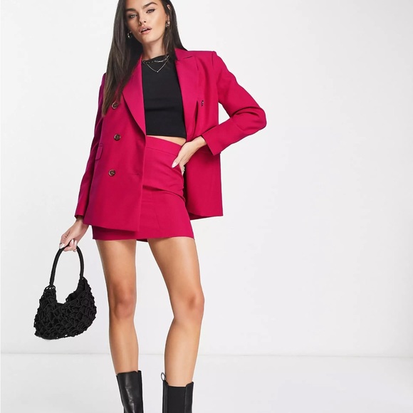 ASOS Design Boxy‎ Double Breasted Blazer Jacket Fuchsia US 12 - Picture 4 of 10
